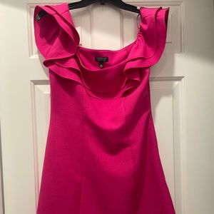 TOPSHOP Hot Pink Ruffle Off-The-Shoulder Mini Party Dress Size 8